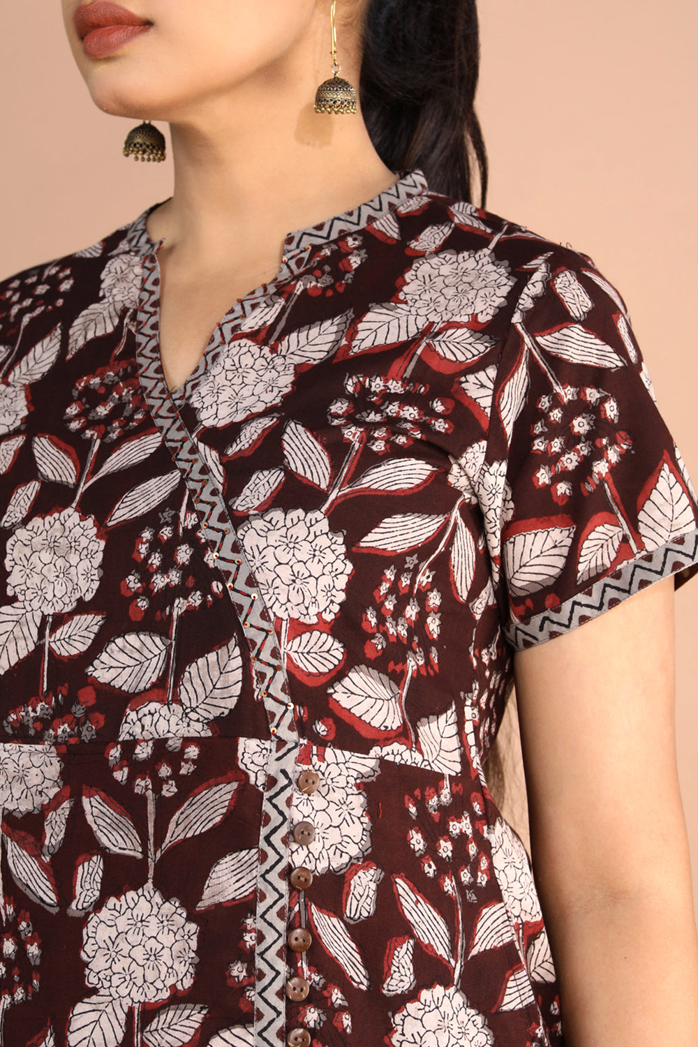 Image of Bagru handblock printed cotton Angrakha Kurti
