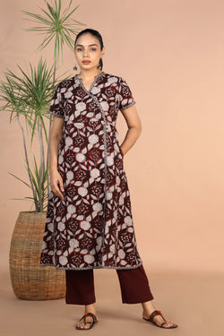 Image of Bagru handblock printed cotton Angrakha Kurti