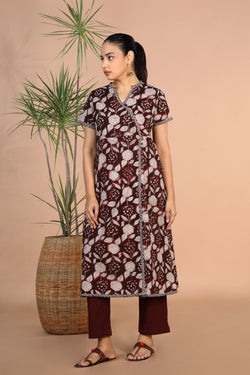 Image of Bagru handblock printed cotton Angrakha Kurti