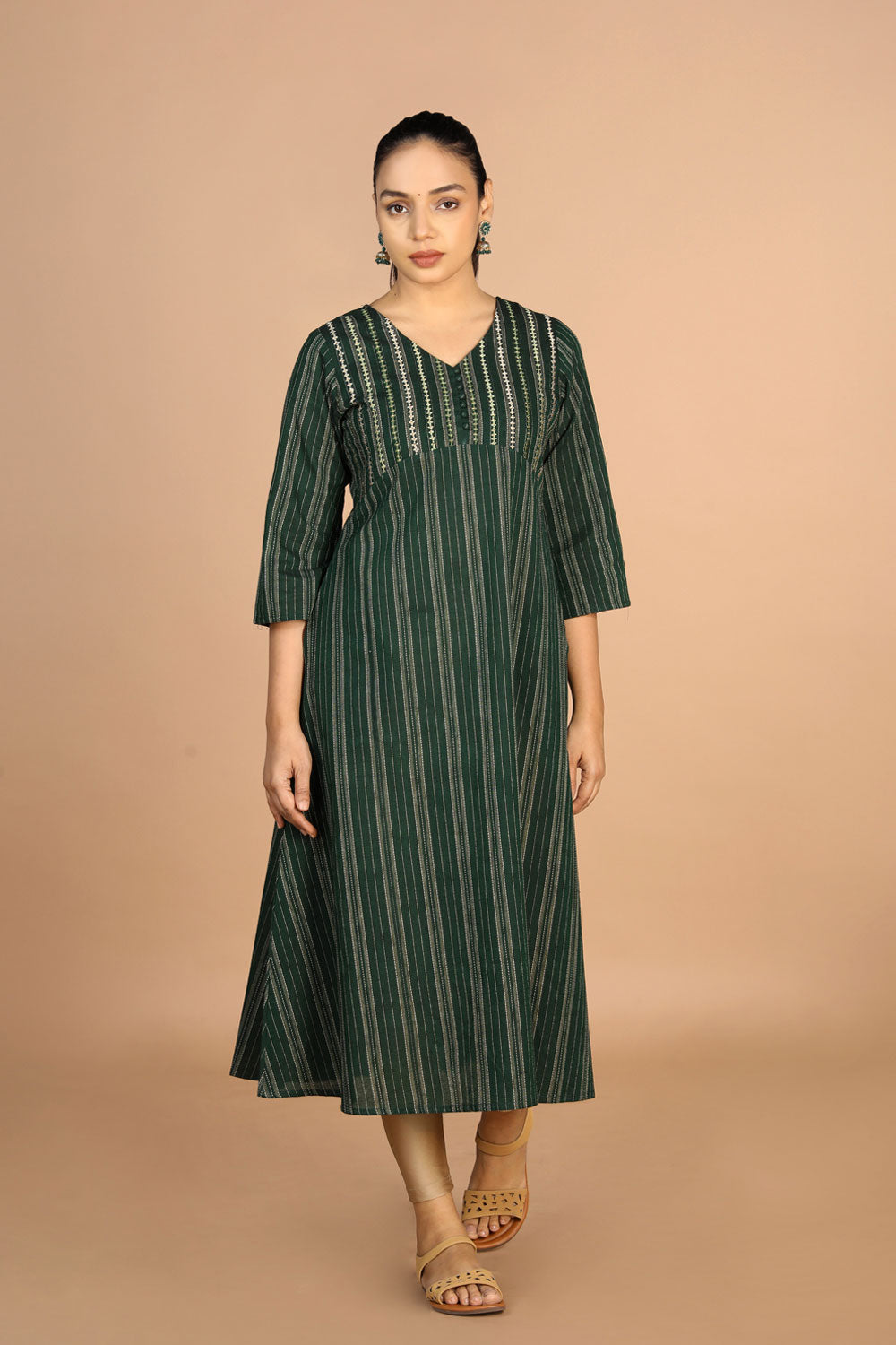 Bottle Green Cotton Kurti