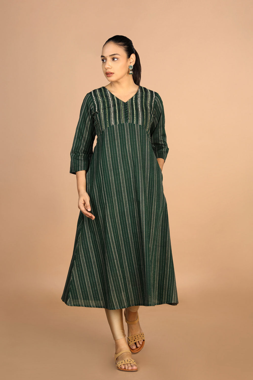 Bottle Green Cotton Kurti