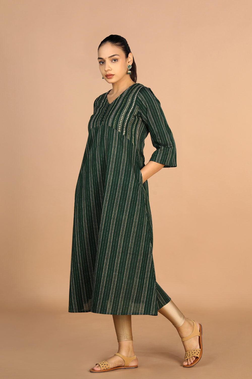 Bottle Green Cotton Kurti