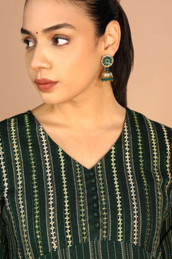 Image of Bottle Green Cotton Kurti