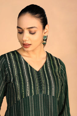 Image of Bottle Green Cotton Kurti