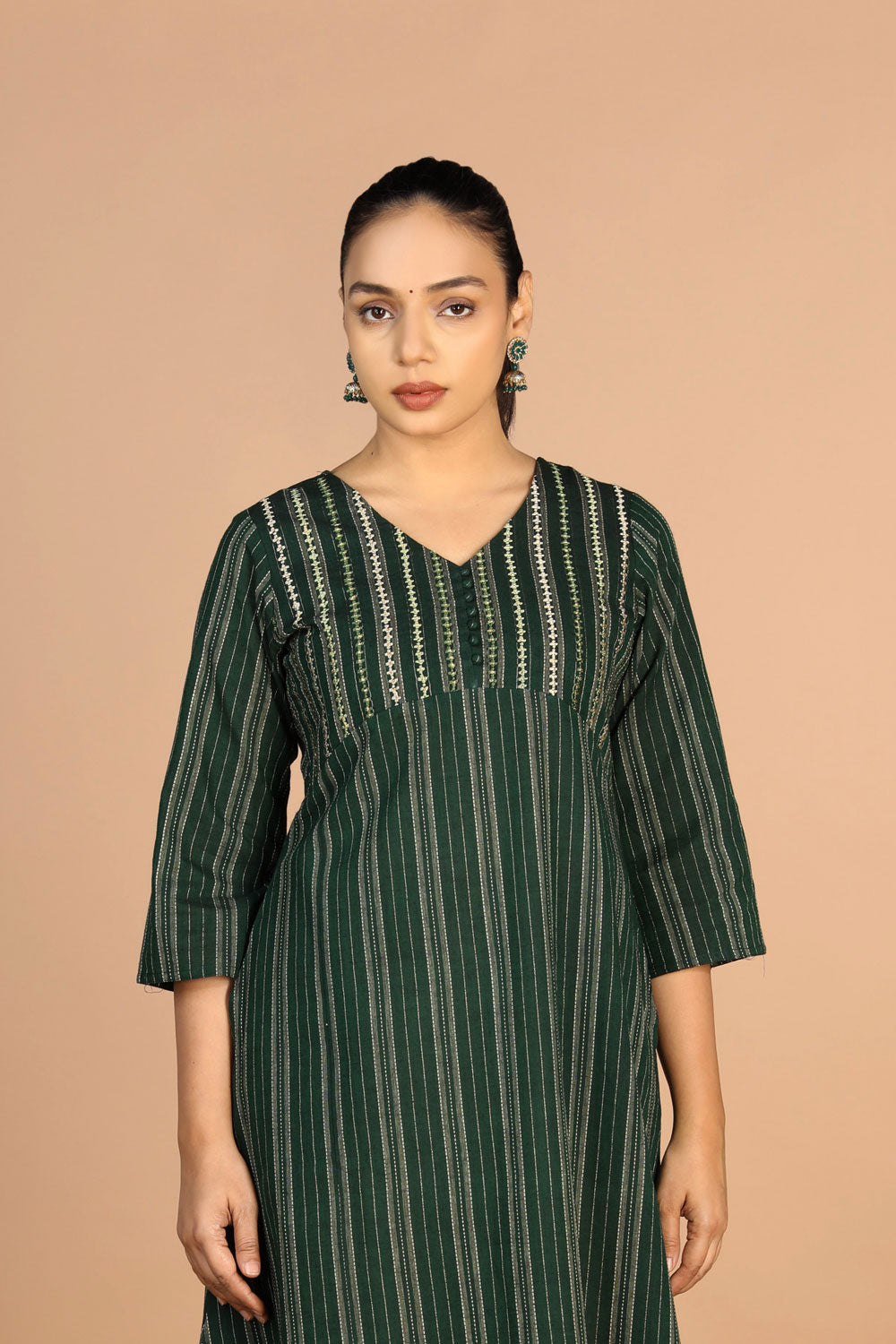 Image of Bottle Green Cotton Kurti