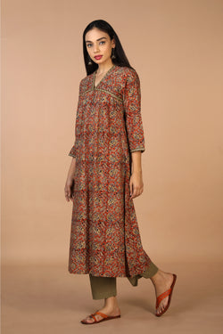 Collection of Embroidered cotton kalamkari kurti in a gallery layout