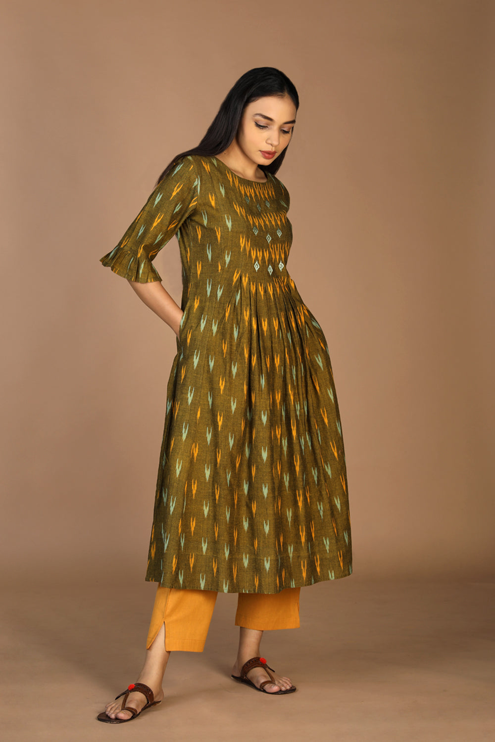 Collection of Cotton Ikat Kurta in a gallery layout