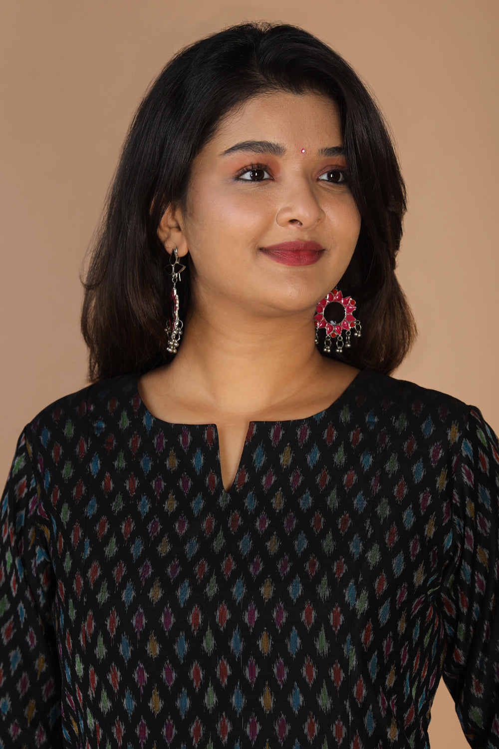 Collection of Silk pochampally Ikat kurti in a gallery layout