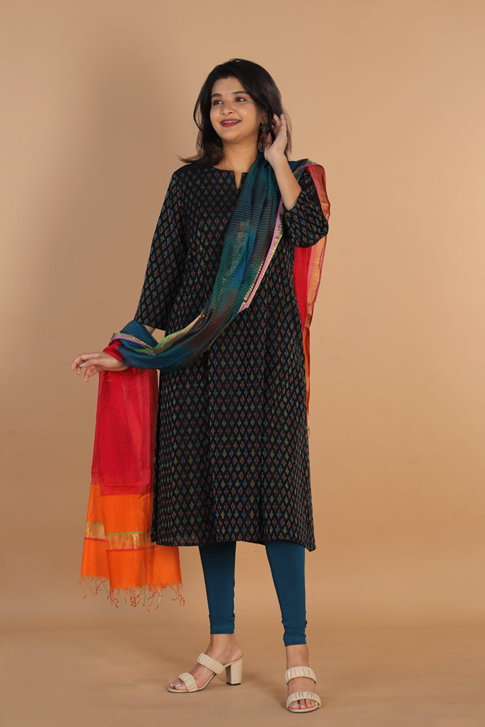 Collection of Silk pochampally Ikat kurti in a gallery layout