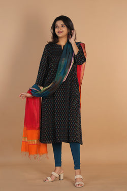 Collection of Silk pochampally Ikat kurti in a gallery layout