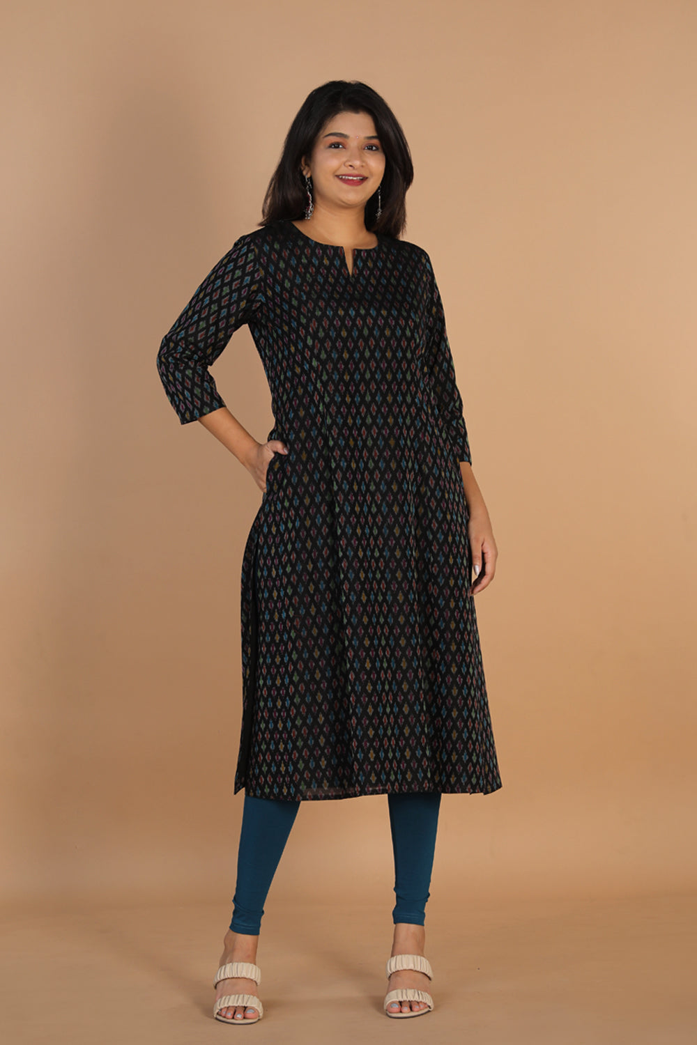 Collection of Silk pochampally Ikat kurti in a gallery layout