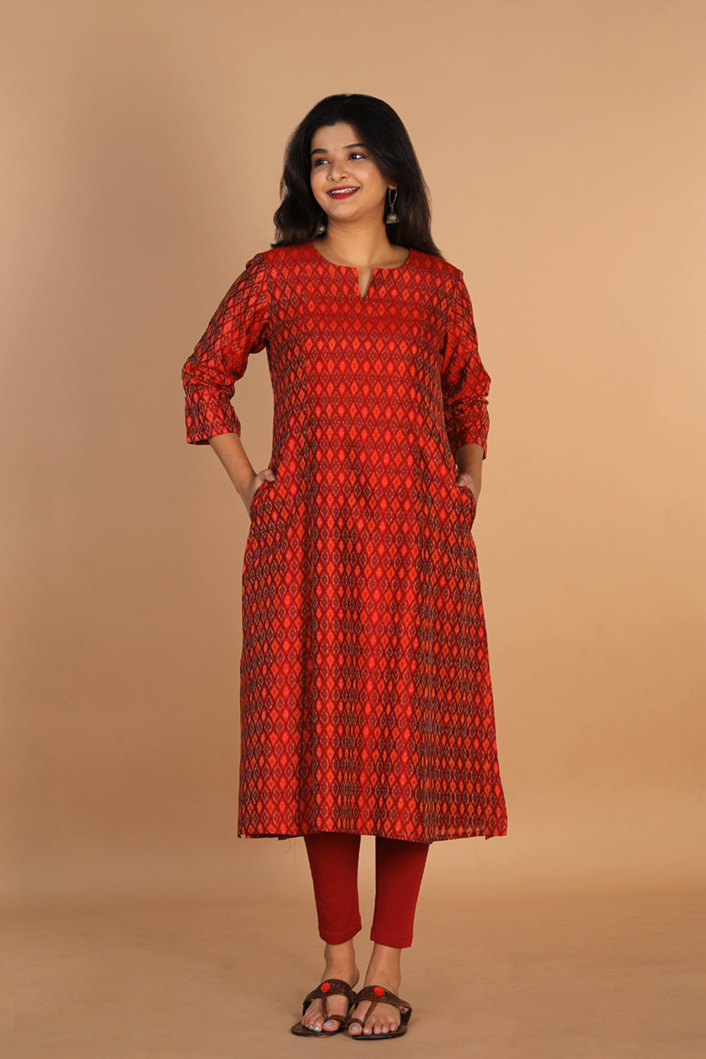 Collection of Silk Pochampally Ikat kurti in a gallery layout