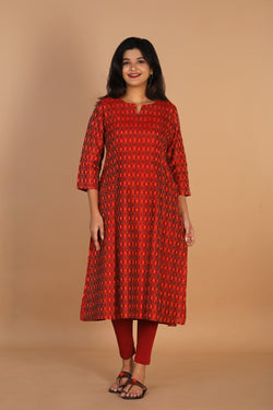 Collection of Silk Pochampally Ikat kurti in a gallery layout