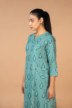 Collection of Handwoven Cotton Pochampally Ikat Kurti in a gallery layout