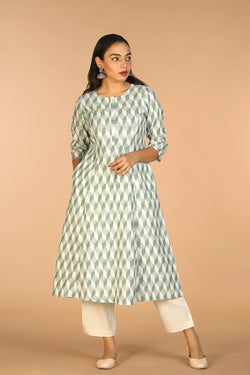 Image of Handwoven cotton Pochampally Ikat kurta