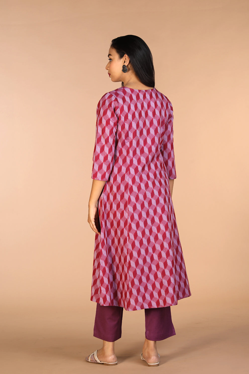 Image of Handwoven cotton Pochampally Ikat kurta