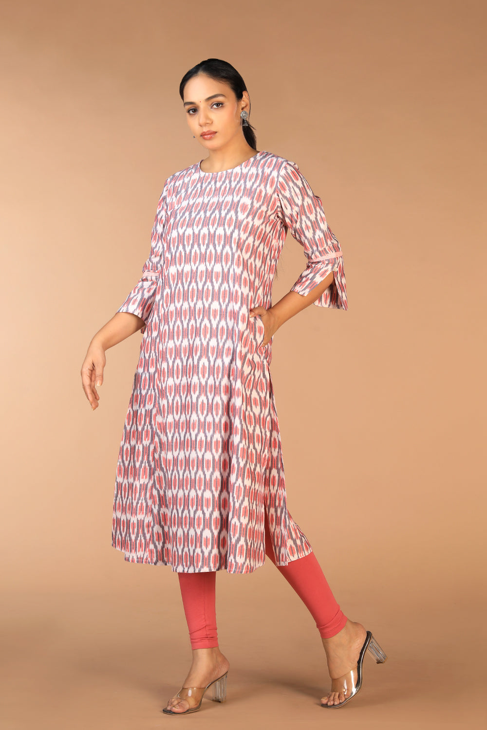 Image of Hand Woven Cotton Pochampally Ikat kurti