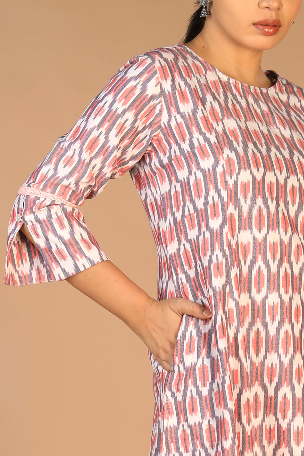 Image of Hand Woven Cotton Pochampally Ikat kurti