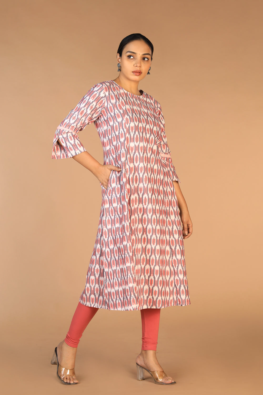 Image of Hand Woven Cotton Pochampally Ikat kurti