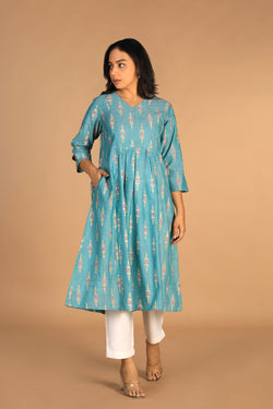 Image of Handwoven cotton Pochampally Ikat kurti