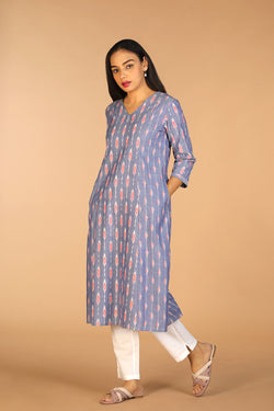 Collection of Cotton Pochampally Ikat kurti in a gallery layout