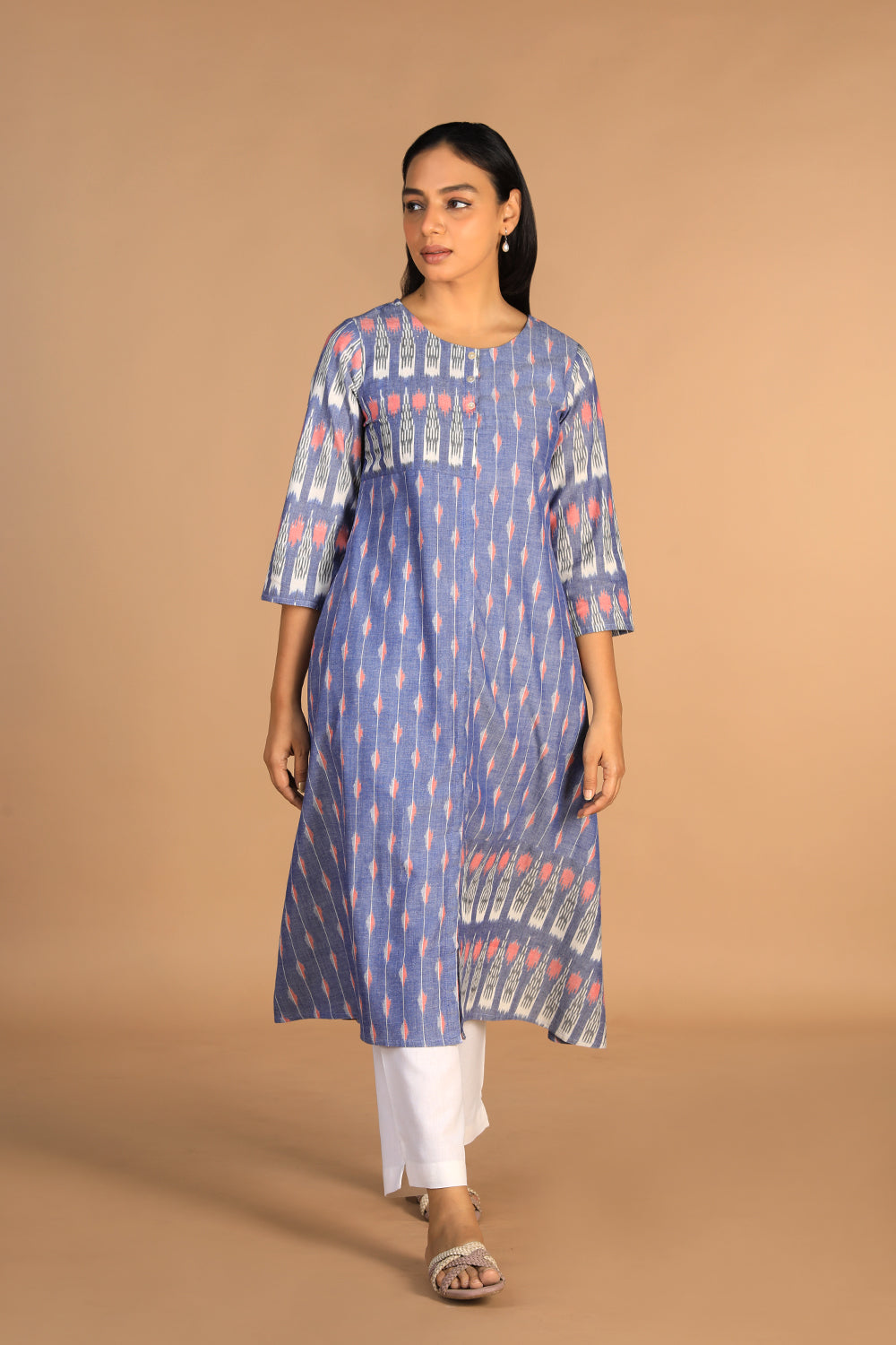 Image of Chambery Handwoven Cotton Pochampally Ikat Kurti