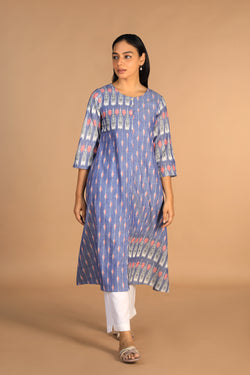 Image of Handwoven cotton pochampally Ikat kurti