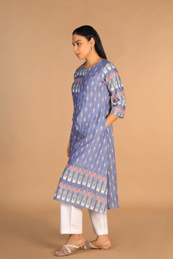 Image of Handwoven cotton pochampally Ikat kurti