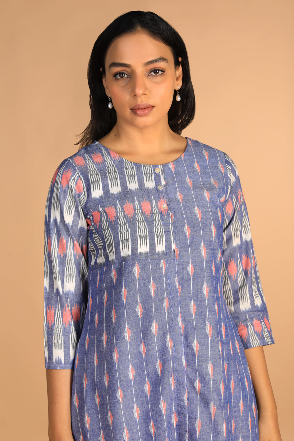 Image of Chambery Handwoven Cotton Pochampally Ikat Kurti