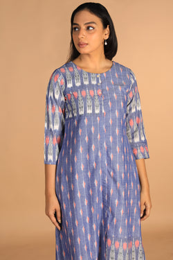 Image of Handwoven cotton pochampally Ikat kurti