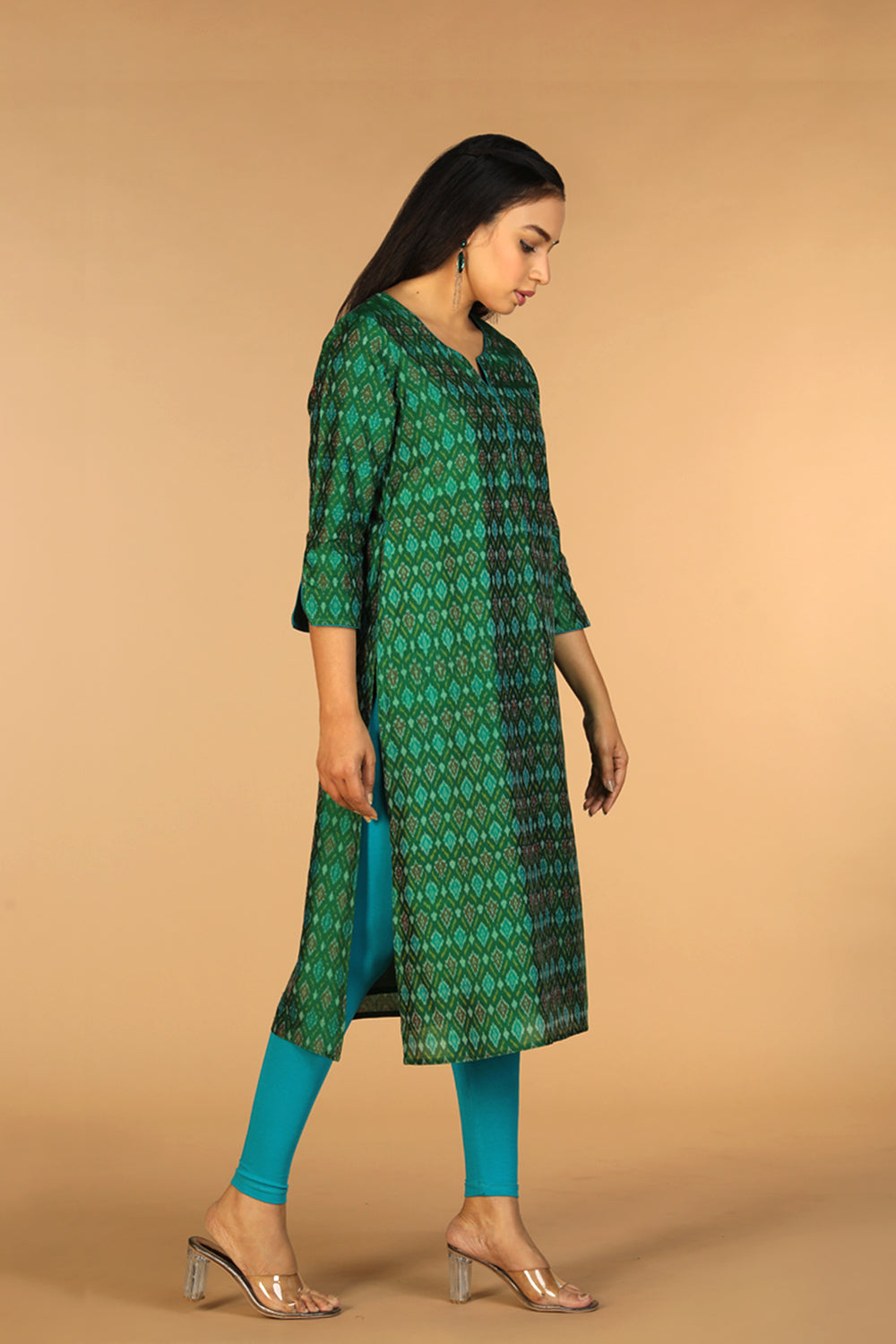 Collection of Handwoven  Pochampally silk  Ikat kurta in a gallery layout