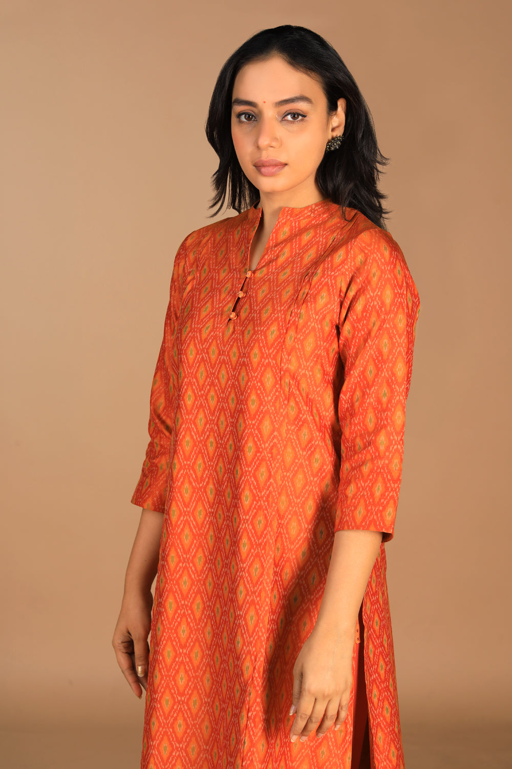 Image of Handwoven Pochampally silk Ikat kurta