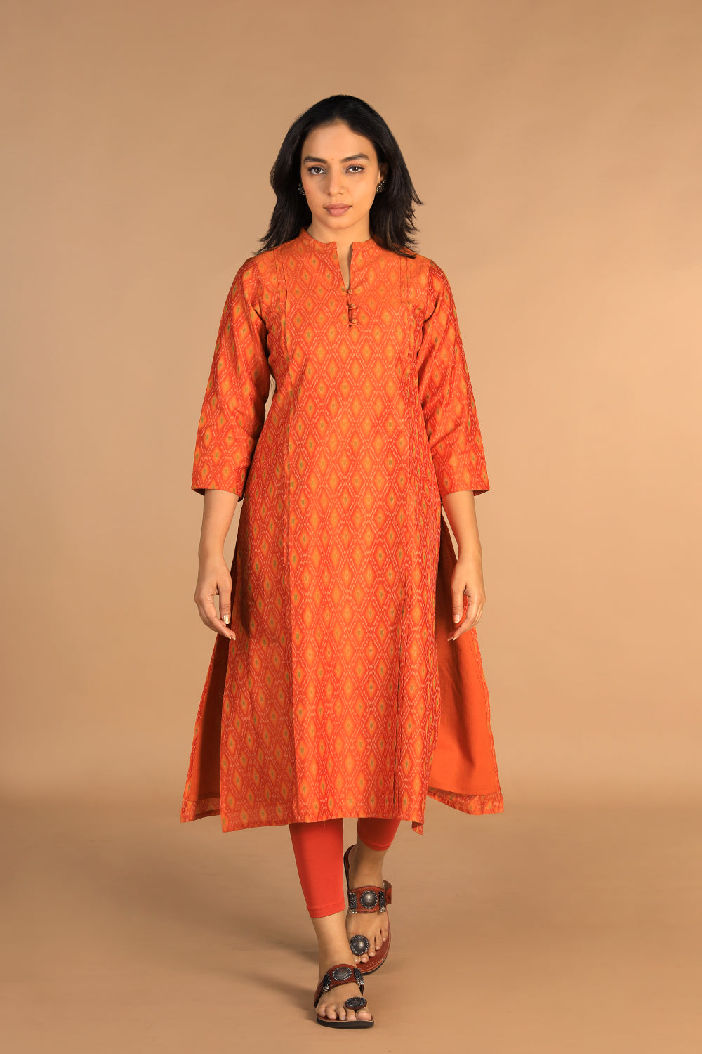 Image of Handwoven Pochampally silk Ikat kurta