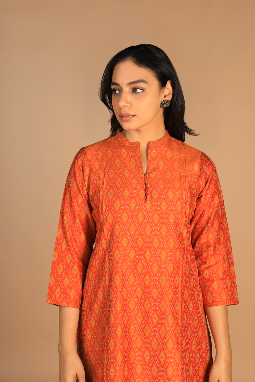 Image of Handwoven Pochampally silk Ikat kurta