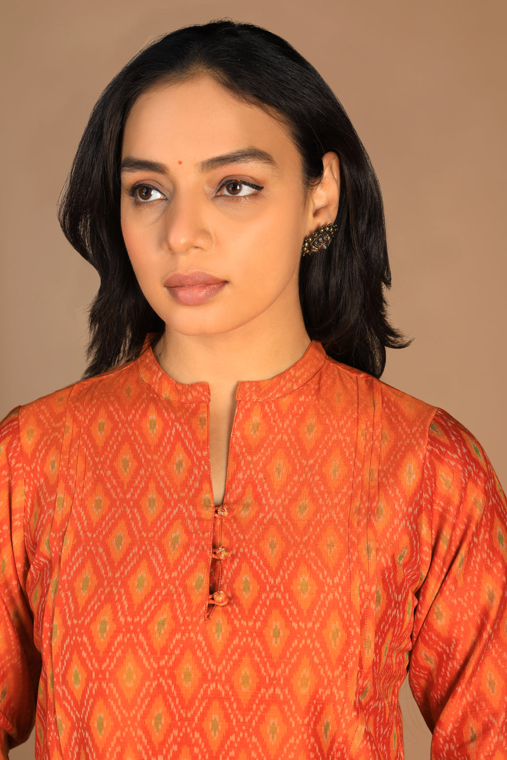 Image of Handwoven Pochampally silk Ikat kurta