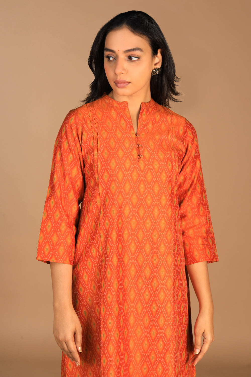 Image of Handwoven Pochampally silk Ikat kurta