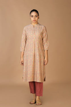 Collection of Handwoven cotton Pochampally Ikat Kurta in a gallery layout