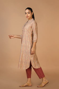 Collection of Handwoven cotton Pochampally Ikat Kurta in a gallery layout