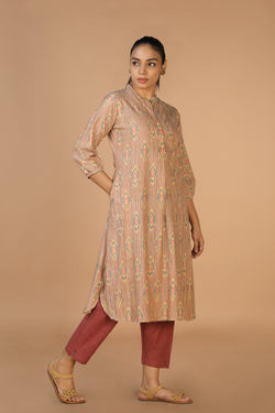 Image of Handwoven cotton Pochampally Ikat Kurta