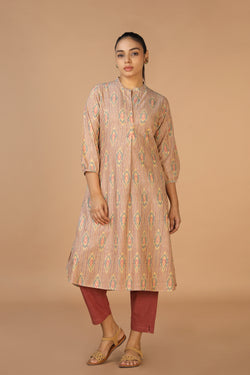 Image of Handwoven cotton Pochampally Ikat Kurta