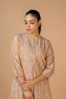 Collection of Handwoven cotton Pochampally Ikat Kurta in a gallery layout