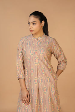 Image of Handwoven cotton Pochampally Ikat Kurta