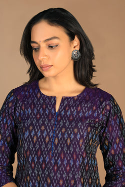 Image of Handwoven Pochampally Silk Ikat kurta