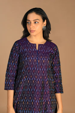 Image of Handwoven Pochampally Silk Ikat kurta