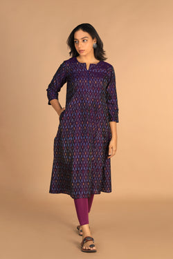 Image of Handwoven Pochampally Silk Ikat kurta