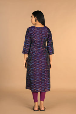 Image of Handwoven Pochampally Silk Ikat kurta