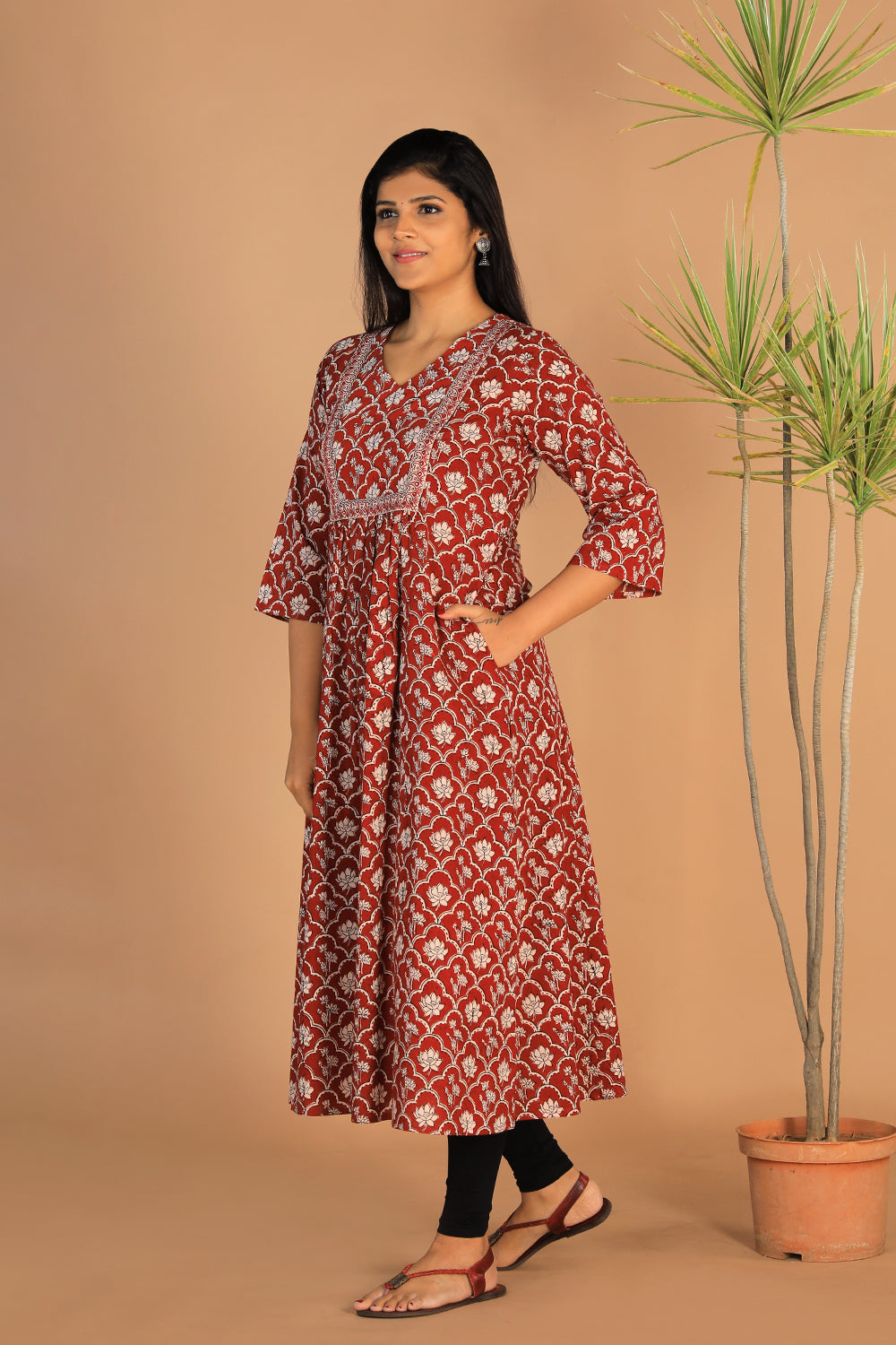 Embroidered cotton Bagh block printed  kurti