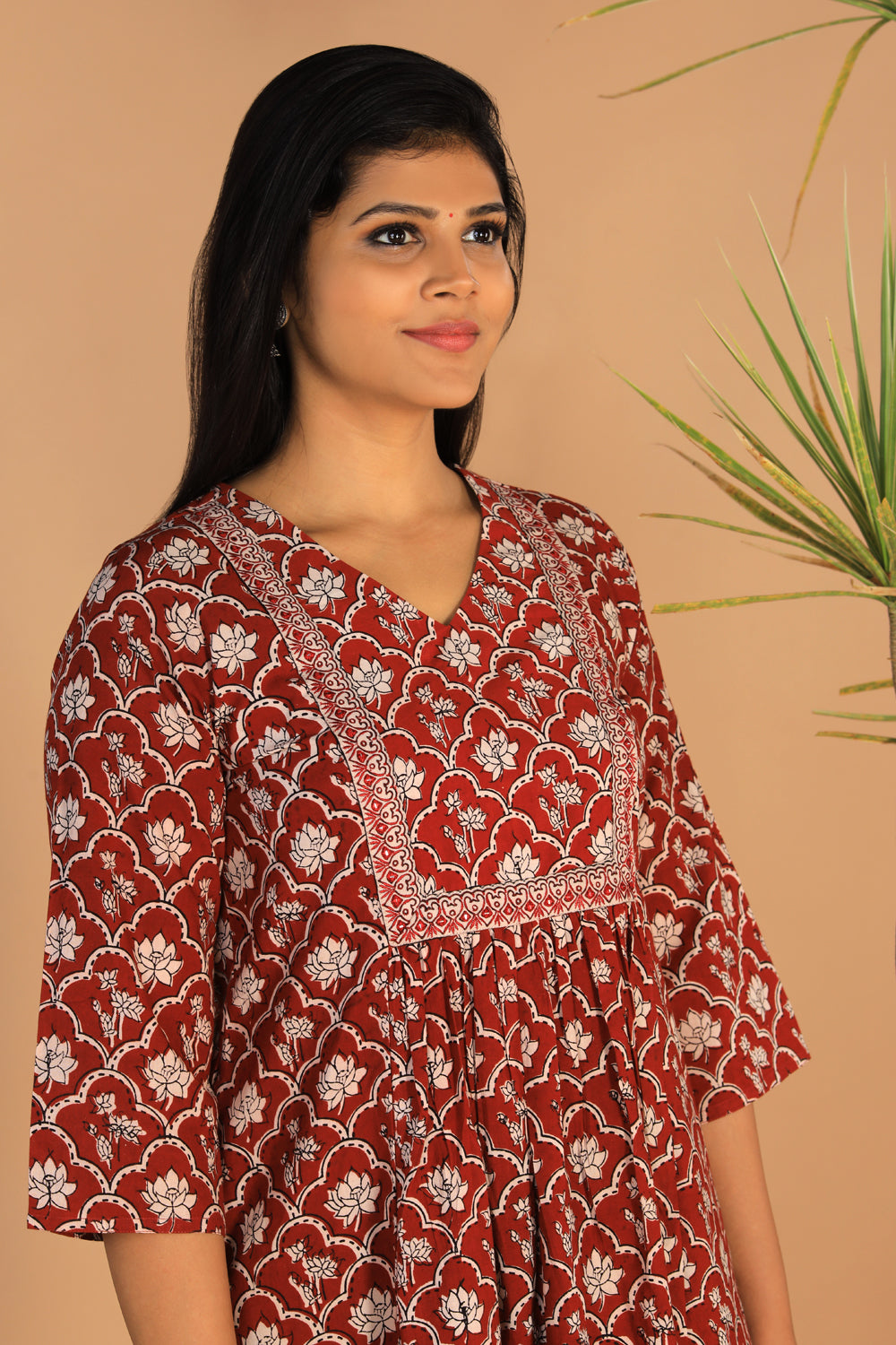 Embroidered cotton Bagh block printed  kurti