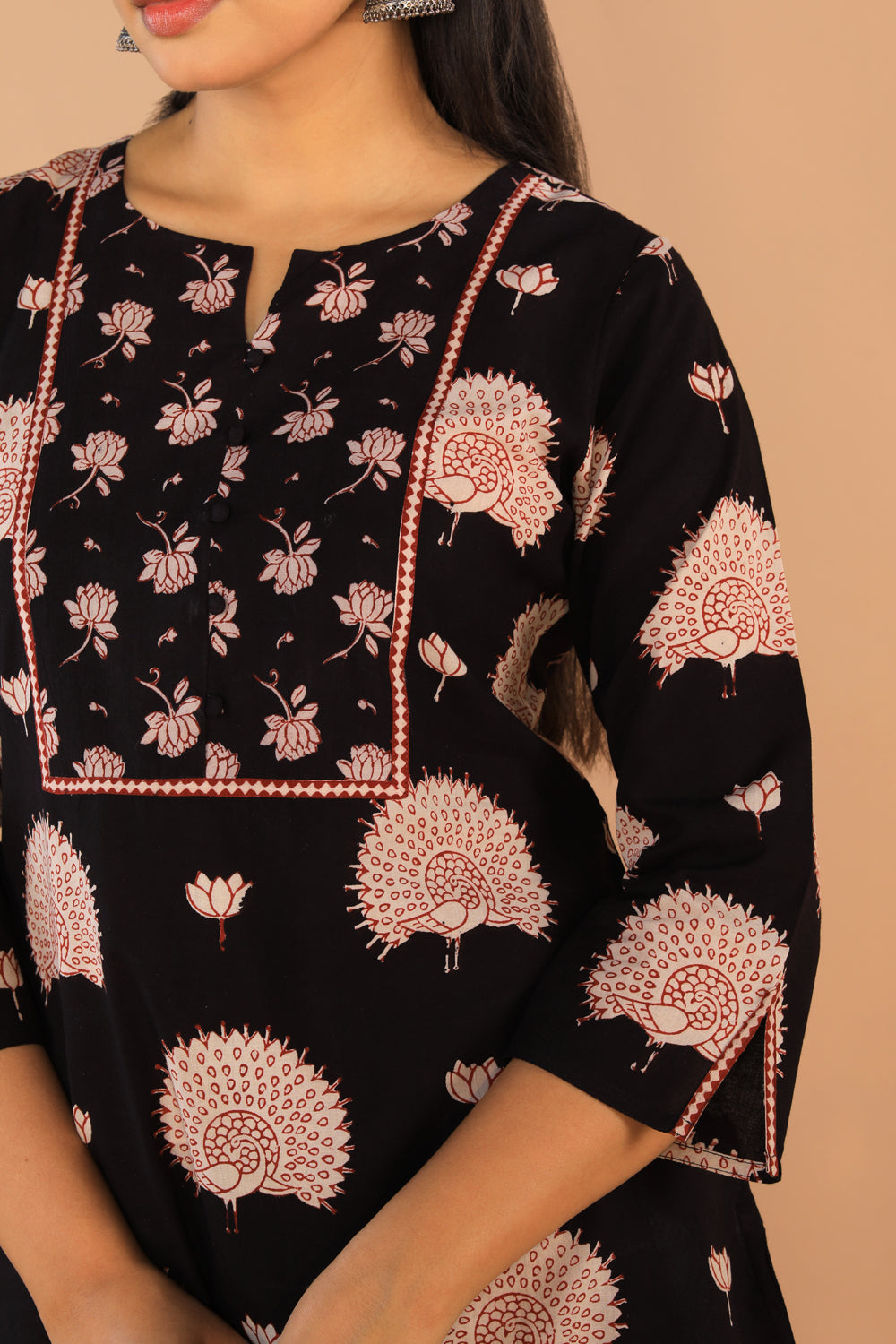 Image of Charcoal black Cotton Bagh kurti