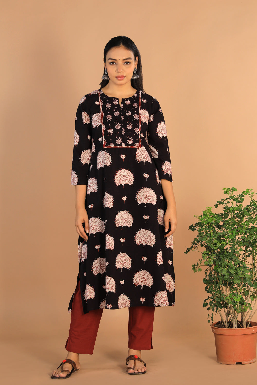 Collection of Charcoal black Cotton Bagh kurti in a gallery layout